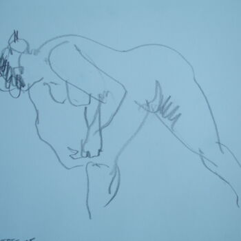 Disegno intitolato "Croquis de nu" da Bernard Moutin, Opera d'arte originale