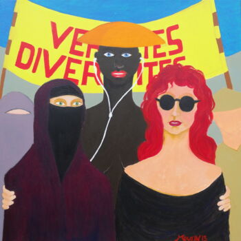 Pittura intitolato "Les 3 femmes" da Bernard Moutin, Opera d'arte originale