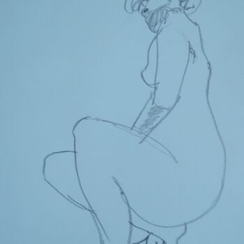 Disegno intitolato "Croquis de nu" da Bernard Moutin, Opera d'arte originale