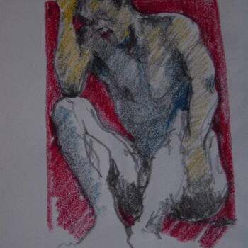 Drawing titled "Homme nu" by Bernard Moutin, Original Artwork