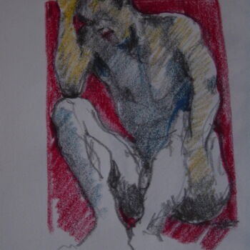 Dibujo titulada "Homme nu" por Bernard Moutin, Obra de arte original