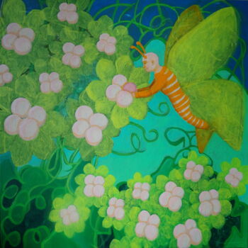 Pintura titulada "Le papillonneur" por Bernard Moutin, Obra de arte original