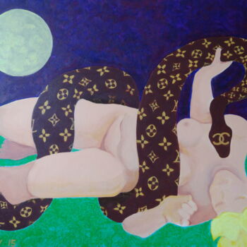 「Lune, luxe et luxure」というタイトルの絵画 Bernard Moutinによって, オリジナルのアートワーク, アクリル