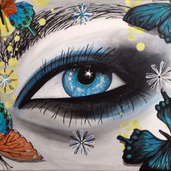 Painting titled "Butterfl'Eye" by Bernard Niobey, Original Artwork, Acrylic
