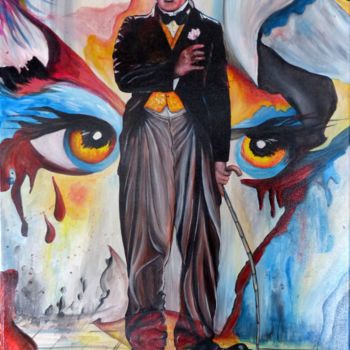 Malerei mit dem Titel "Chaplin" von Bernard Niobey, Original-Kunstwerk, Acryl