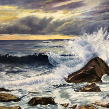 Peinture intitulée "Les vagues" par Bernard Palermo, Œuvre d'art originale, Huile