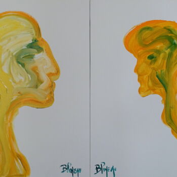 Peinture intitulée "D230P20 Elle & Lui" par Bernard Pineau, Œuvre d'art originale, Huile