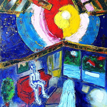 Schilderij getiteld "H172P20 Lumières" door Bernard Pineau, Origineel Kunstwerk, Olie