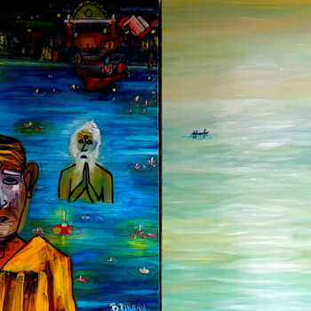 Картина под названием "D021P25 Varanasi" - Bernard Pineau, Подлинное произведение искусства, Масло