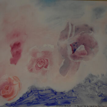 Pintura intitulada "Un soir fait de ros…" por Bernard Pothier, Obras de arte originais, Aquarela