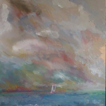 Painting titled "huile-ciel-marine-m…" by Bernard Relecom, Original Artwork, Oil