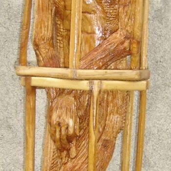 Скульптура под названием "Guantanamo Mon Amour" - Bernard Sabathé, Подлинное произведение искусства, Дерево