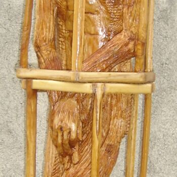 Sculpture titled "Guantanamo Mon Amour" by Bernard Sabathé, Original Artwork, Wood