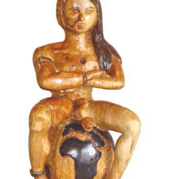 Sculpture intitulée "Dieu nous conchie" par Bernard Sabathé, Œuvre d'art originale, Bois