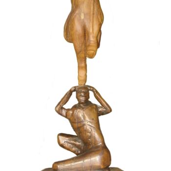 Skulptur mit dem Titel "Main basse sur l'Af…" von Bernard Sabathé, Original-Kunstwerk, Holz