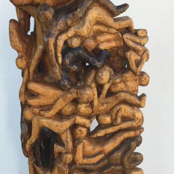 Sculpture titled "Pied-des-Stèles" by Bernard Sabathé, Original Artwork, Wood