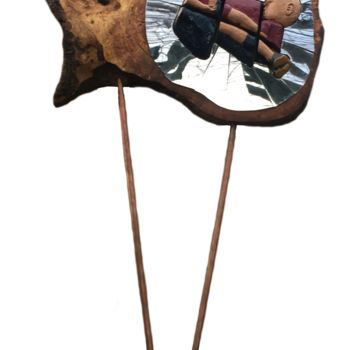 Sculpture titled "AYLAN - Le miroir b…" by Bernard Sabathé, Original Artwork, Wood