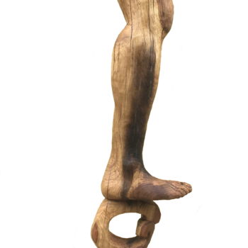 「GAFAM」というタイトルの彫刻 Bernard Sabathéによって, オリジナルのアートワーク, ウッド