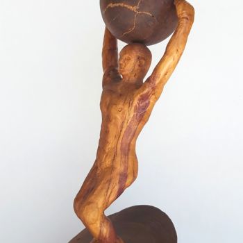 Sculpture intitulée "Hyas, écologiste?" par Bernard Sabathé, Œuvre d'art originale, Bois