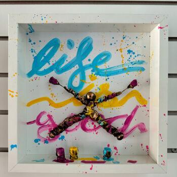 Painting titled "Life is good neon 0…" by Bernard Saint-Maxent, Original Artwork, Acrylic Mounted on Cardboard