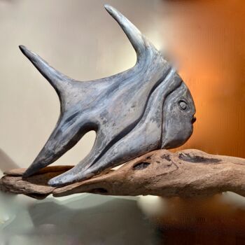 Sculpture intitulée "le poisson terre cu…" par Bernard Schembri, Œuvre d'art originale, Terre cuite