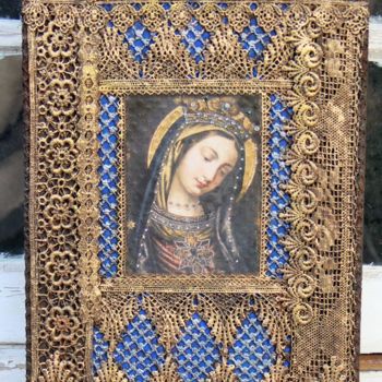 Painting titled "Vierge Marie" by Sylvie Schemith, Original Artwork, Acrylic Mounted on Wood Stretcher frame