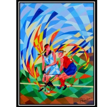 Painting titled "geste sportif" by Bernard Tridera, Original Artwork, Oil