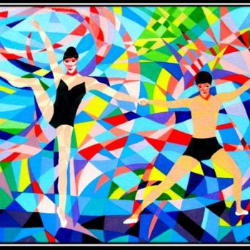 Peinture intitulée "geste sportif" par Bernard Tridera, Œuvre d'art originale, Huile