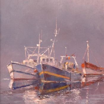 Painting titled "escale au port" by Pierre-Bernard Andrieux, Original Artwork