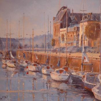 Peinture intitulée "quai Dusquene" par Pierre-Bernard Andrieux, Œuvre d'art originale