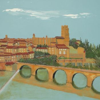 Peinture intitulée "Albi" par Bernard Cahue, Œuvre d'art originale, Huile