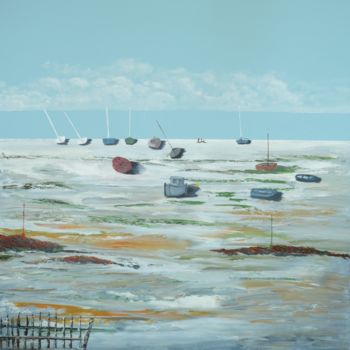 Malerei mit dem Titel "L'attente" von Bernard Cahue, Original-Kunstwerk, Öl