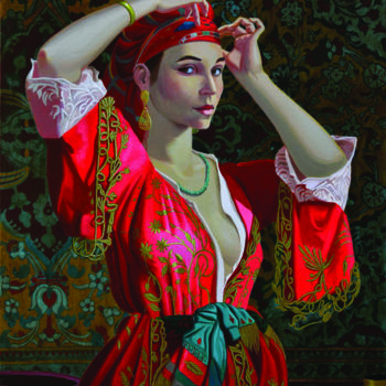 Ζωγραφική με τίτλο "La Dame au caftan r…" από Bernard Ciochetti, Αυθεντικά έργα τέχνης, Ακρυλικό