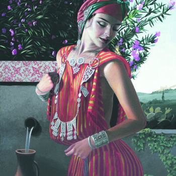 Painting titled "La jeune fille au p…" by Bernard Ciochetti, Original Artwork, Acrylic