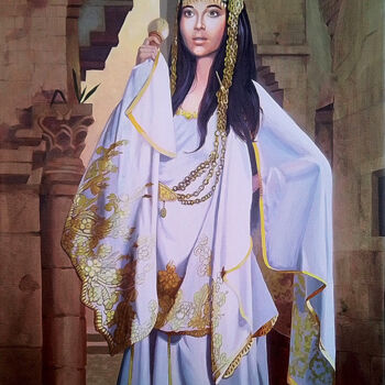 「La Robe Melhfa」というタイトルの絵画 Bernard Ciochettiによって, オリジナルのアートワーク, アクリル