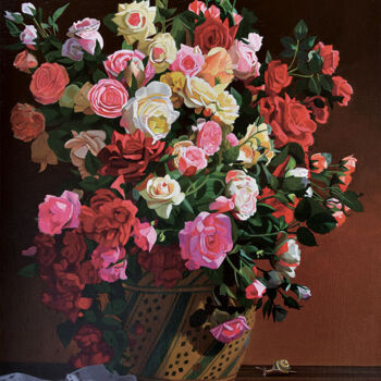 Peinture intitulée "Bouquet de Roses mu…" par Bernard Ciochetti, Œuvre d'art originale, Acrylique Monté sur Châssis en bois