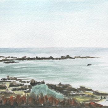 Painting titled "aquarelle la côte s…" by Bernard Faucheux, Original Artwork, Oil