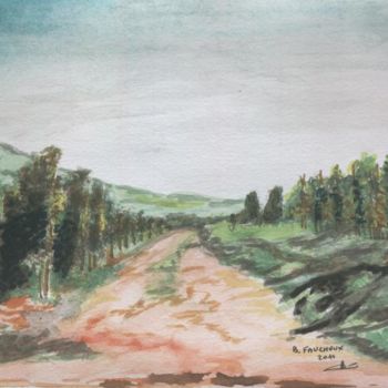 Schilderij getiteld "aquarelle chemin da…" door Bernard Faucheux, Origineel Kunstwerk, Olie