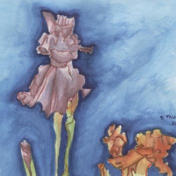 「aquarelle les iris」というタイトルの絵画 Bernard Faucheuxによって, オリジナルのアートワーク, オイル