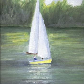 Pintura intitulada "peinture le voilier" por Bernard Faucheux, Obras de arte originais, Óleo