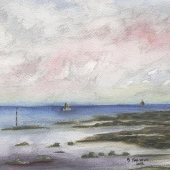 Painting titled "aquarelle marée bas…" by Bernard Faucheux, Original Artwork, Oil