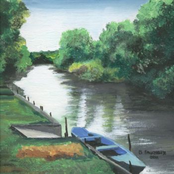 Painting titled "peinture la brière…" by Bernard Faucheux, Original Artwork, Oil