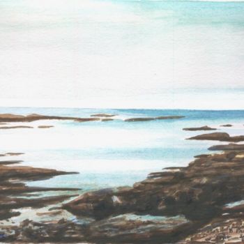 Peinture intitulée "aquarelle la côte e…" par Bernard Faucheux, Œuvre d'art originale, Huile