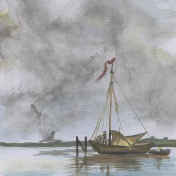 Peinture intitulée "aquarelle-les-gabar…" par Bernard Faucheux, Œuvre d'art originale, Aquarelle