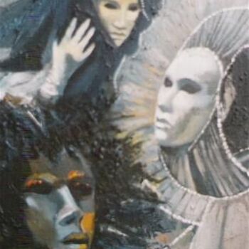 Peinture intitulée "Masques" par Bernard Fosse, Œuvre d'art originale, Huile