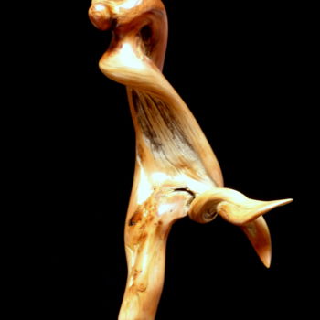 Sculpture titled "Hadès" by Bernard Geoffroy, Original Artwork, Wood