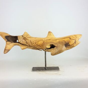 Sculpture intitulée "Requin" par Bernard Geoffroy, Œuvre d'art originale, Bois