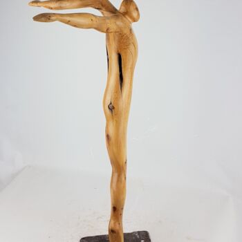 Sculptuur getiteld "Danseur" door Bernard Geoffroy, Origineel Kunstwerk, Hout