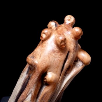 Skulptur mit dem Titel "Syndicat" von Bernard Geoffroy, Original-Kunstwerk, Holz