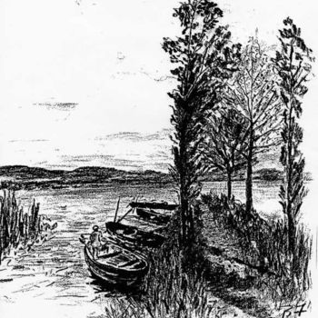 「lac de Constance」というタイトルの絵画 Bernard Hoenigによって, オリジナルのアートワーク, オイル